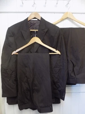 TRAJE DE HOMBRE BURTON MARRÓN RAYAS 100% LANA TALLA 42"R PECHO 36" CINTURA 32" PIERNA Foto 1 de 4