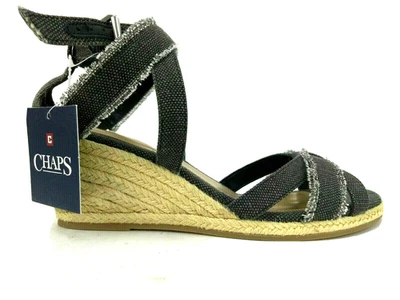 Sandalias de cuña Chaps Ralph Lauren Sadria para mujer talla 9 con correa de mezclilla punta abierta NUEVAS Foto 1 de 4