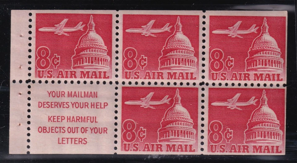 1962 Airmail booklet pane untagged Sc C64b MNH slogan 1 (CX - Image 1 of 1
