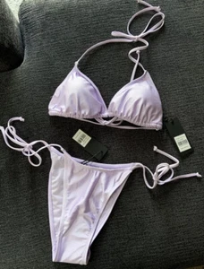 ED HARDY High Side Tie Sexy Tiny lavender bikini set size large - Picture 1 of 7