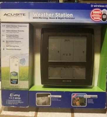Acurite Weather Station Morning Noon Night Forecast + Window Thermometer NEW   - Image 1 of 4