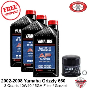 2002-2008 Yamaha Grizzly 660 Oil Change Kit 4x4 Hunter/SE/LE 10W40 5GH Filter - Picture 1 of 5