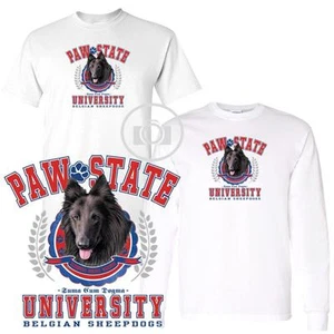 Belgischer Schäferhund Hund Pfote State Universität kurz-/Langarm weißes T-Shirt - Bild 1 von 3
