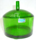 RETRO 1960s MID CENTURY GREEN GLASS LIDDED JAR by Nuutajarvi Finland - 11cm dia.