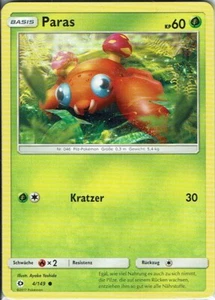 Pokemon Karte TCG Trading Card Game Sonne und Mond Nr. 4/149 Paras deutsch - Bild 1 von 1