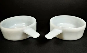 Pair (2) of Jeannette Glasbake White Milk Glass Soup Bowls w/Handle J-2639 MINT! - Picture 1 of 5