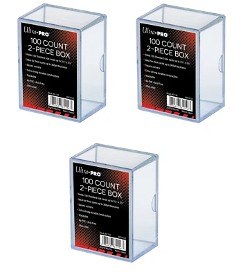 (3-Pack) Ultra Pro 2 Piece Plastic Card Storage Box (100 Count Size) Slider Box - Image 1 of 2