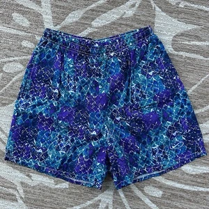 Vintage Nike Shorts Women's Large 12-14 Drawstring Windbreaker Nylon Purple Teal - Picture 1 of 5