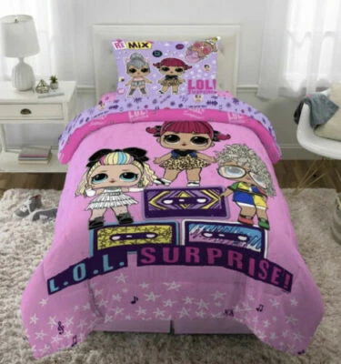 LOL Surprise 2pc Twin/Full Reversible Comforter Pillow Sham Remix Set - Image 1 of 4