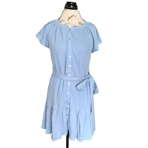 Blu Pepper Womens Dress Size Small Mini Flutter Sleeve Button down Ruffle Hem - Picture 1 of 12