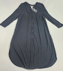 H&M Hemdblusenkleid Damen S Small Schwarz Knöpfe Langarm V-Ausschnitt MA - Bild 1 von 12