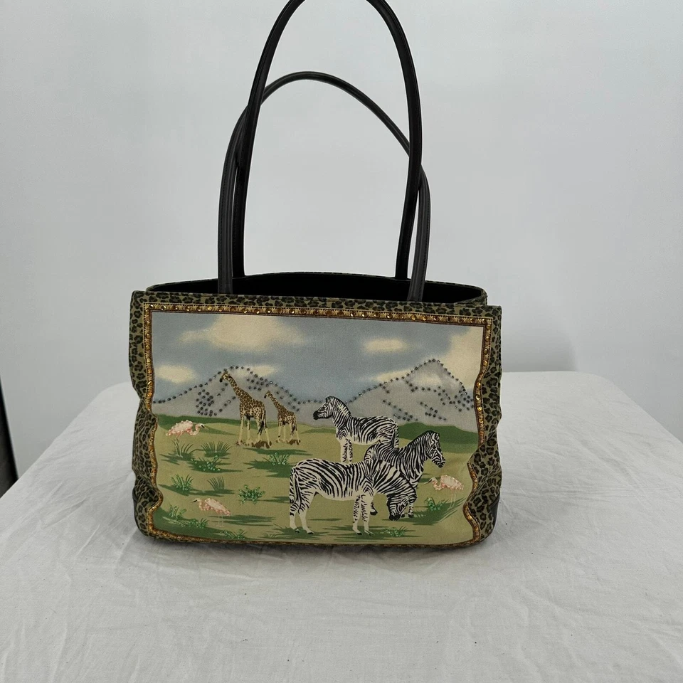 Bolso de mano safari St Johns Bay lentejuelas con cuentas cebra jirafa animal estampado cartera Foto 1 de 4