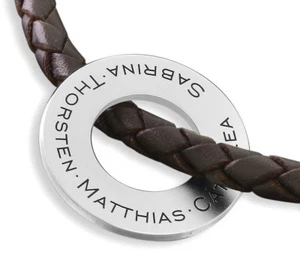 Cadena de hombre de cuero con colgante grabado cadena de hombre joyería con nombre plata 925 - Imagen 1 de 4