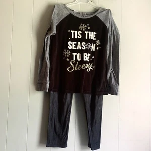 JUSTICE Season to Sleep Matching Pj Set Snowflakes Pants & Shirt 2 pc set 12 - Picture 1 of 5