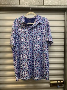 NWT Birdie Bound Mens Golf Polo Shirt Purple Blue Circles UV Protection XL - Picture 1 of 10