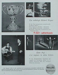 PHILIPS REALITES DISCS C28 & V28 EDITH PIAF 1960 AD PUB VINTAGE ADVERTISEMENT - Picture 1 of 1