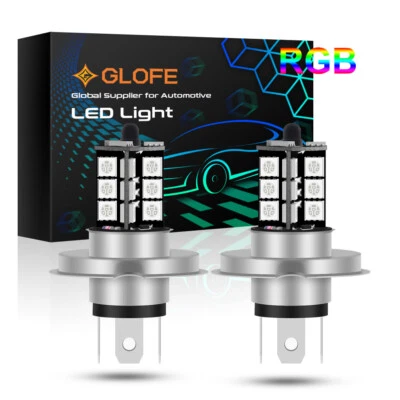 2X H4 27SMD 5050 LED RGB Fog Light Bulb Driving Lamp Remote Control Multi-Color - Image 1 of 4