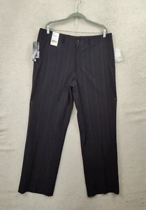 Claiborne Luxe Men Pants 38x32 Black Striped Viscose Blend Classic Dress Pants - Picture 1 of 21