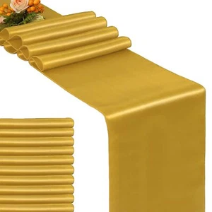 Gold Satin Table Runner for Wedding Party Events Decoration 12x108 Inch 10 PCS - Picture 1 of 6