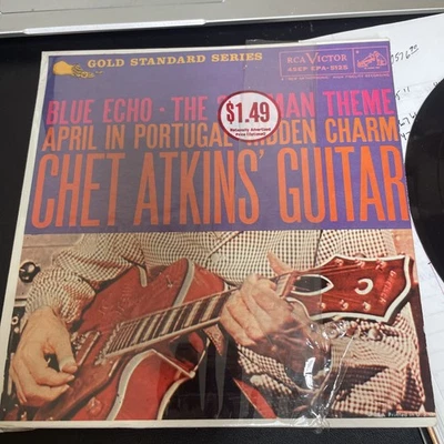 Chet Atkins Guitar 45 Blue Echo 3rd Man Theme April In Portugal Hidden Charm - Image 1 of 4