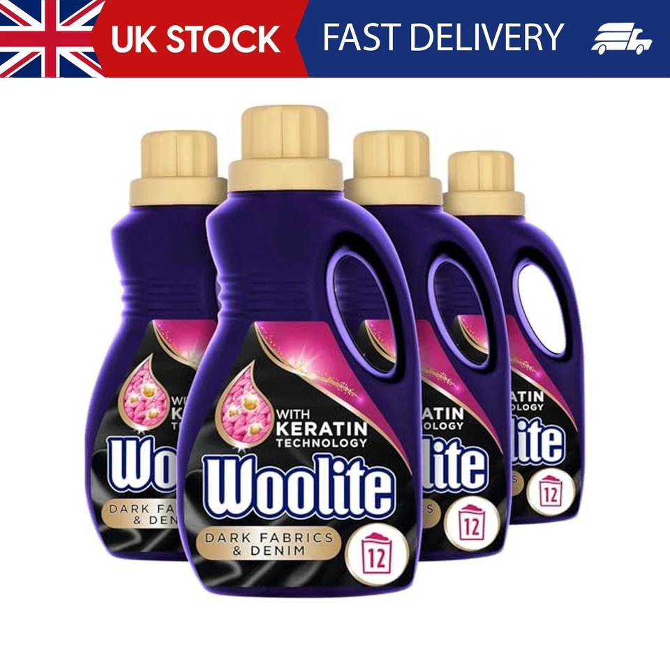 Woolite Liquid Laundry Detergent, 750ml, Pack of 4, For Dark Fabrics & Denim, Ha