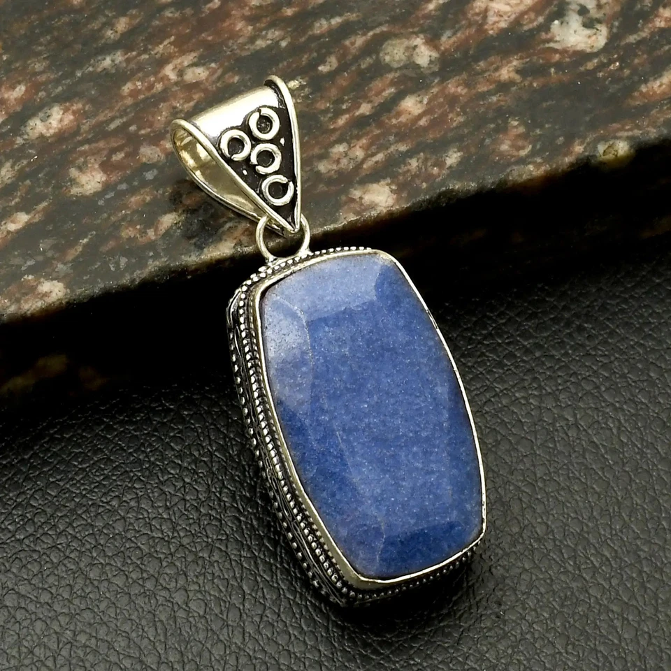 Pingente de pedra preciosa de safira simulada design étnico antigo joia 2,2" AP-43630 - Imagem 1 de 1