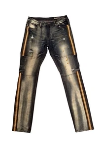 Southpole Herren Skinny Farbspritzer Denim Distressed Stretch Jeans Etikett Gr. 34x34 - Bild 1 von 17