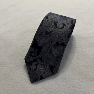 Donald J Trump Necktie Signature Collection Black And Blue Paisley 100% Silk Tie - Picture 1 of 5