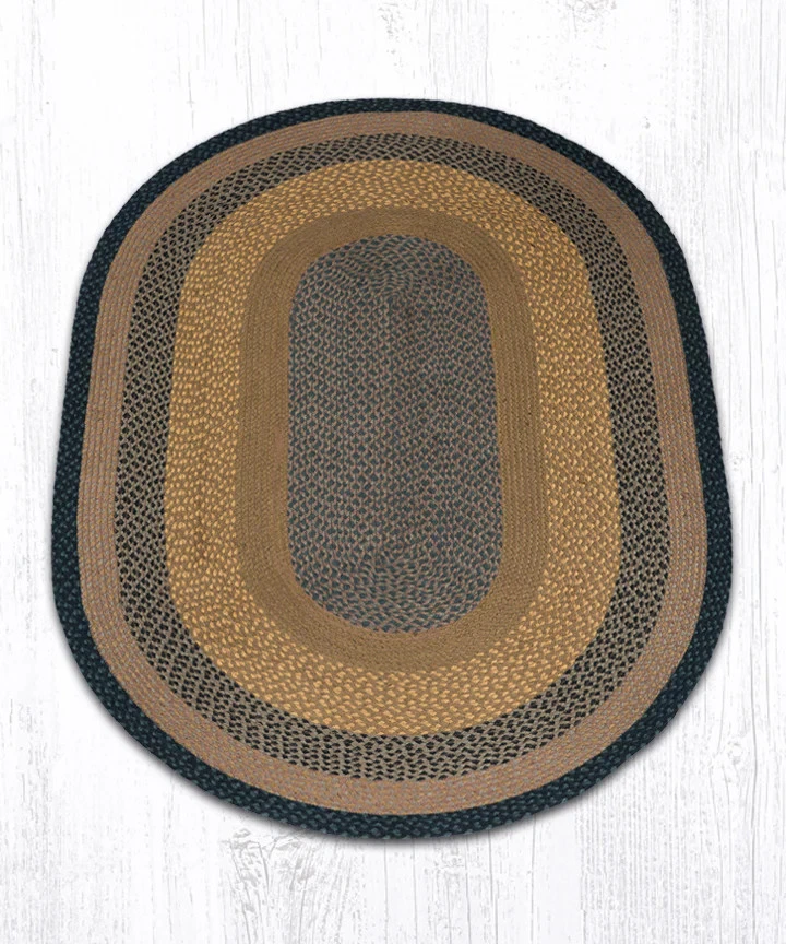 Earth Rugs C-99 Brown Black Charcoal Oval Braided Rug 4 Feet x 6 Feet - Image 1 of 1