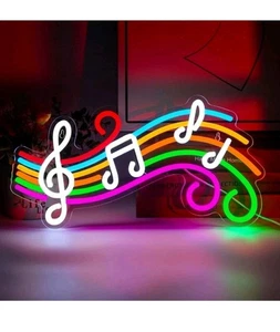 Neon Sign Dimmable Musical Note Staff LED Neon Light for Bedroom Wall Decor, USB - Picture 1 of 5