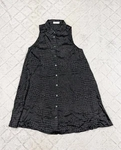 Equipment Dress Womens S Black Animal Print Geometric Silk Sleeveless Shirt - Picture 1 of 8