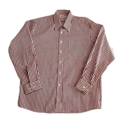 Vintage Michael Austin Men's Shirt Long Sleeve Button Up Red Stripe L XL Korea - Image 1 of 4