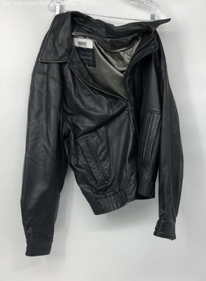 Chaqueta Bomber Seventh Avenue Mujer Cuero Negro Manga Larga Cremallera Completa Talla L Foto 1 de 4