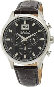 Seiko Chronograph Leather Strap Men's Watch SPC083P2 - Picture 1 of 2