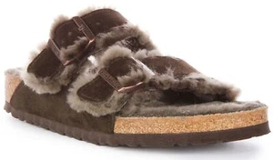 Birkenstock Arizona Shearling Womens Sheepskin Warm Lined In Moca Regular fit - Picture 1 of 12