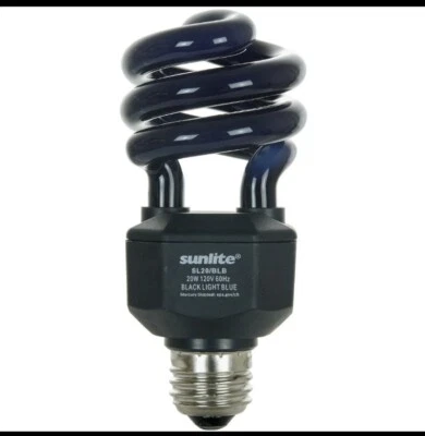 Sunlite 75W UV Blacklight Spiral CFL Fluorescent Light Bulb Blue SL20 - Image 1 of 4