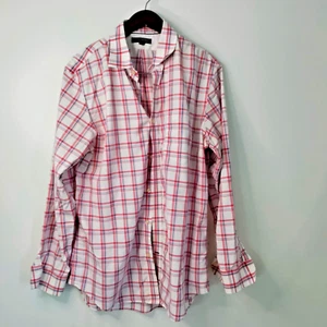 BANANA REPUBLIC Men L Non Iron Classic Fit Red/Blue Button Travel Casual Shirt - Picture 1 of 7