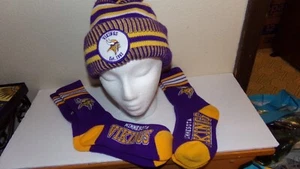 MN Vikings Football Lot Knit Hat & 2 pairs of Socks Minnesota - Picture 1 of 7