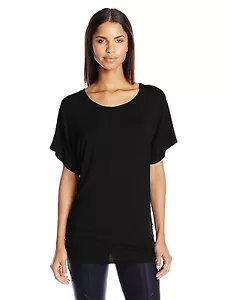 NEW Star Vixen Women's Scoop Neck Dolman Sleeve Comfy Knit Tunic Top Large Black - Picture 1 of 2