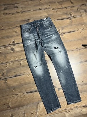 Dsquared2 Slim Jean Azul Claro Envejecido Denim Slim Fit Jeans Pantalones Tal... - Imagen 1 de 4