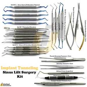 Perio Tunneling Sinus Instruments Kit Periosteal Vista Papilla Technique - Picture 1 of 24