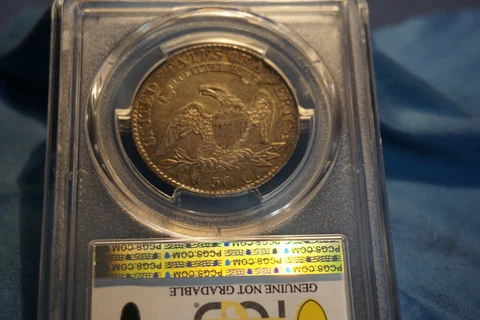 1826 50c Capped Bust PCGS AU cleaned, gold shield Cover