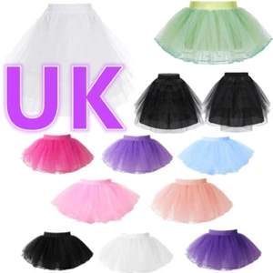 UK Girls 4 Layers Tulle Skirts Ballet Dance Princess Party Underskirt Dancewear - Picture 1 of 66
