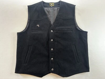 Wyoming Traders Men's 100% Wool Horse Button Closure Vest XXL BLACK Western - Image 1 of 4