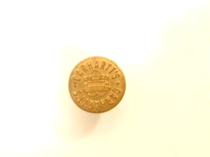 vintage gold  colored metal "Carhartt's" stud type button with trolley - Picture 1 of 8