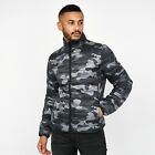 Mens Crosshatch Quilted Puffer Jacket Funnel Neck Camo Bubble Coat Padded New