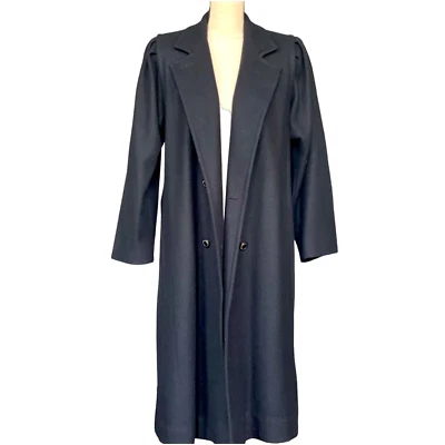 Jofeld Vintage Black wool knee length double breasted pea coat - Image 1 of 4
