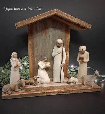 Handcrafted Barn Wood Creche For Willow Tree Nativity Set (figs not included) - Image 1 of 3