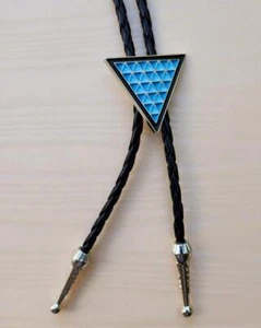 DREIECK BABY BLAU SILBER RODEO COWBOY BOLOTIE WESTERN BOLO TIE - Bild 1 von 3