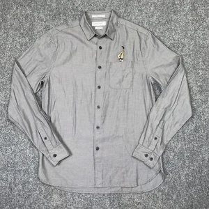 Urban Outfitters Shirt Mens XS Gray Button Causal Long Sleeves Dobby Kicking - Picture 1 of 9